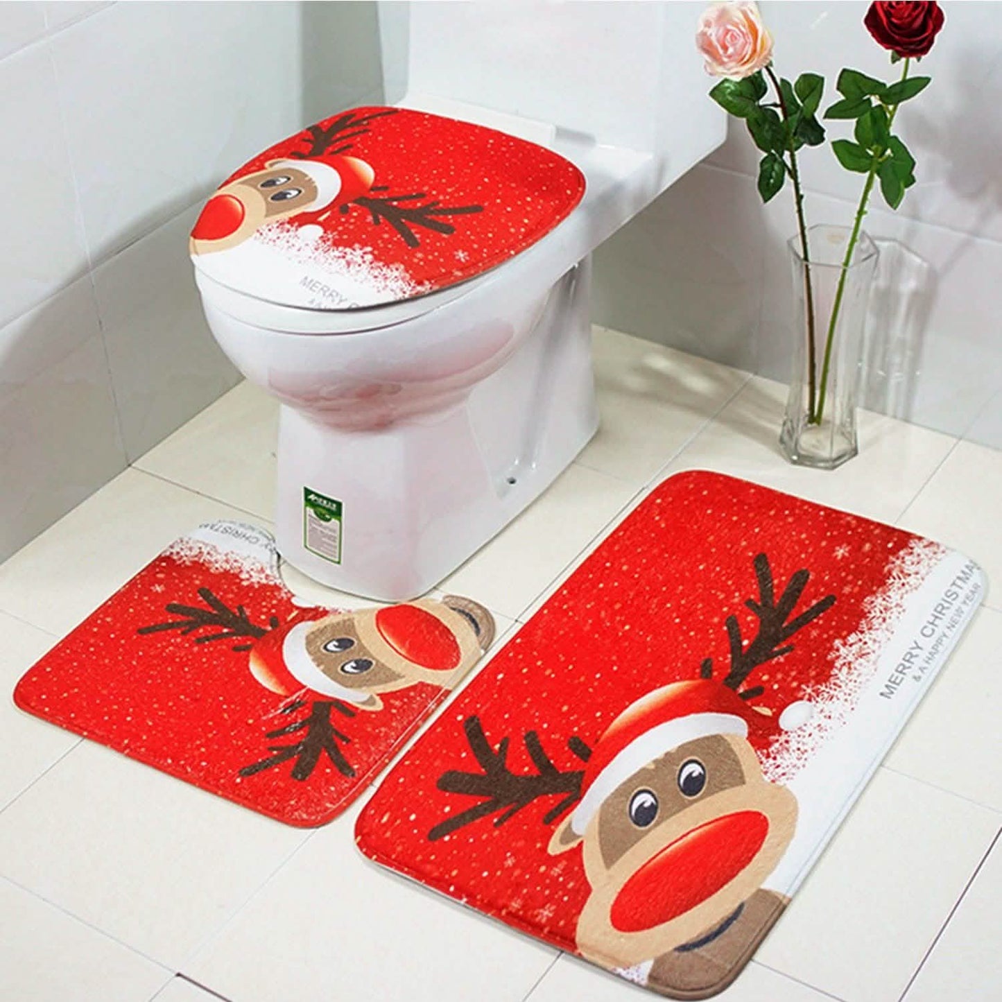 3-Pack: Christmas Bathroom Rugs Set DailySale