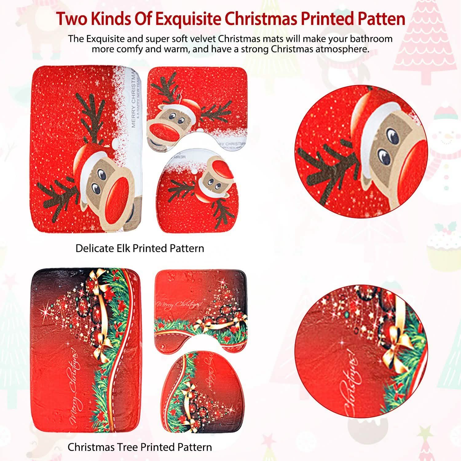 3-Pack: Christmas Bathroom Rugs Set DailySale
