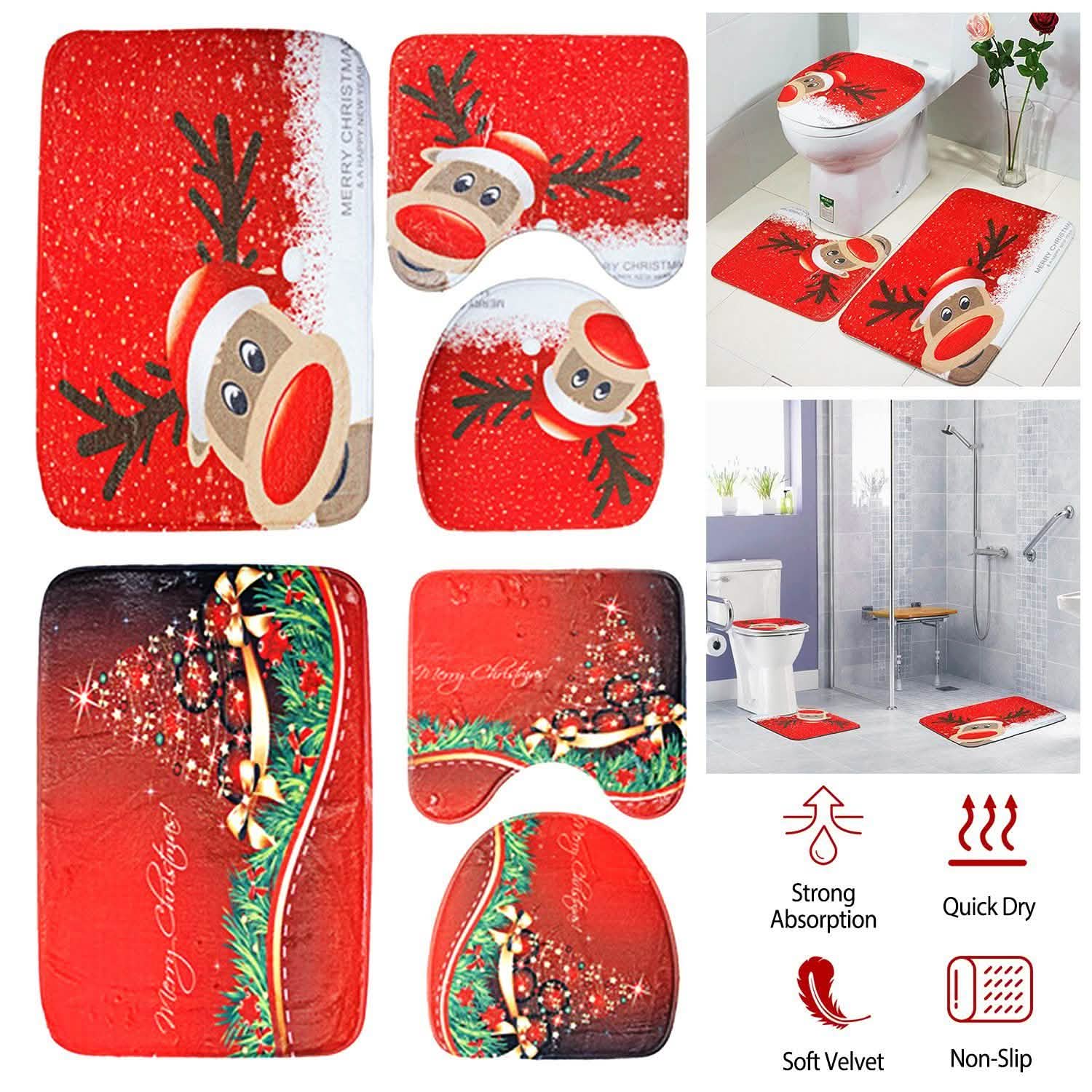 3-Pack: Christmas Bathroom Rugs Set DailySale