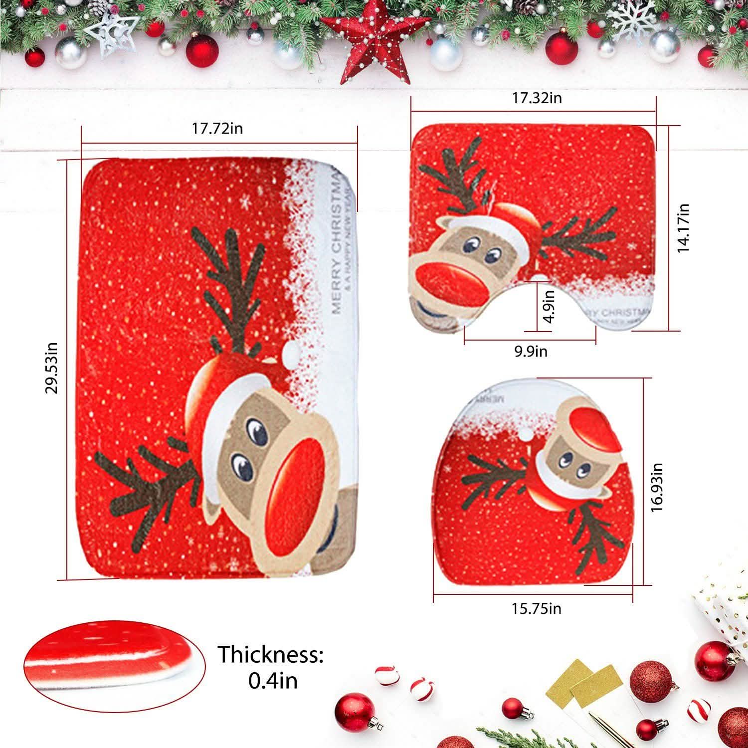 3-Pack: Christmas Bathroom Rugs Set DailySale