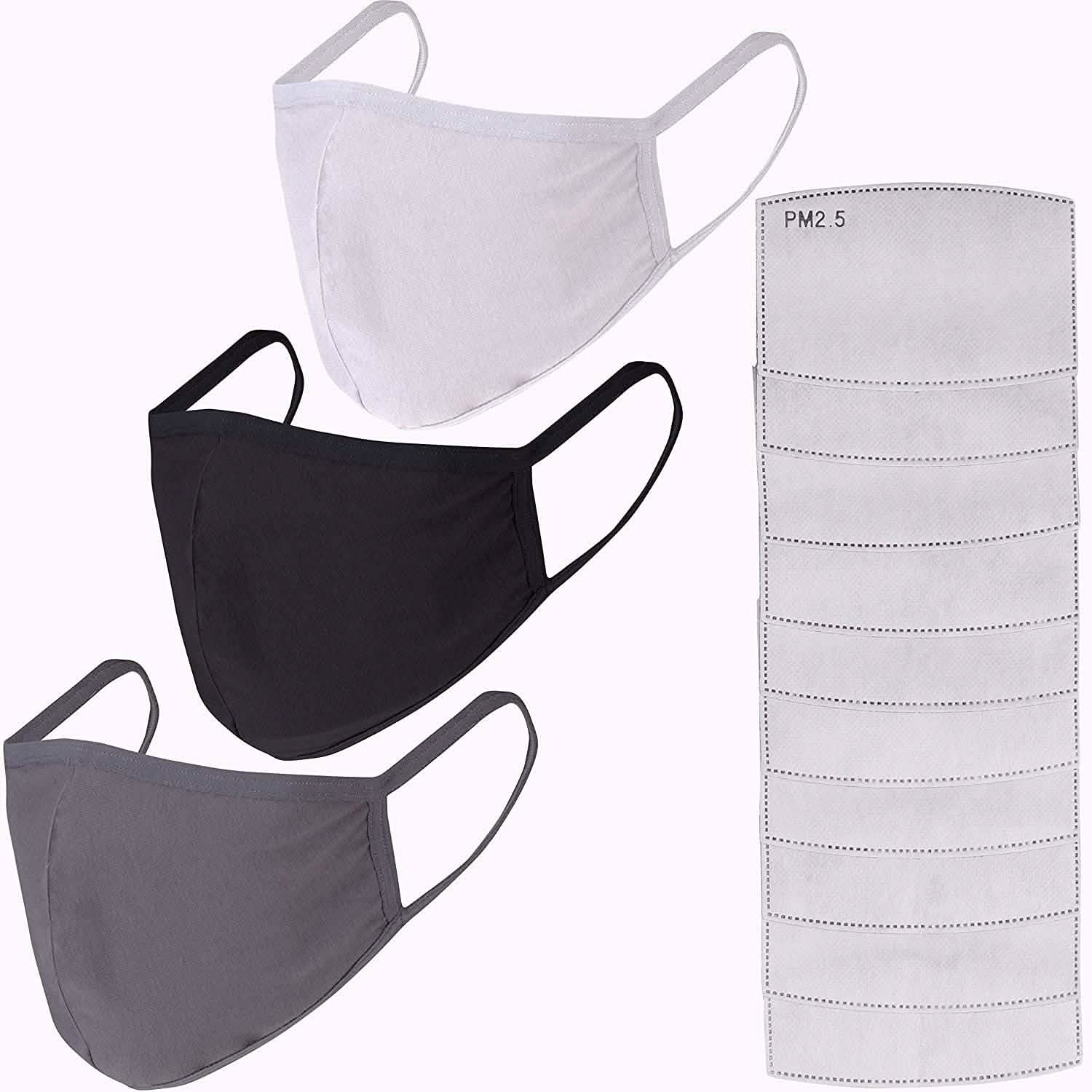 3-Pack: Cotton Reusable Face Masks with 10 Filters DailySale
