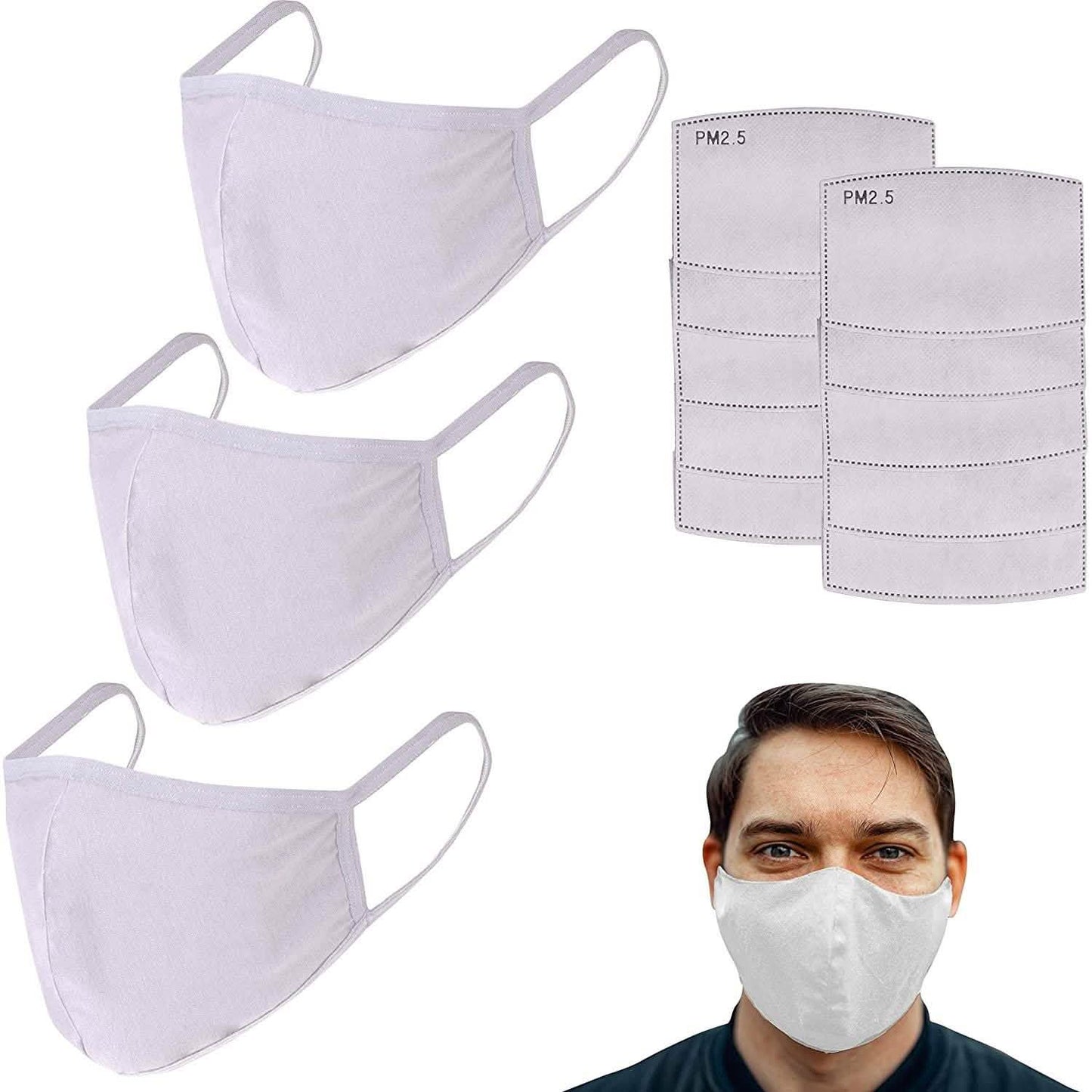 3-Pack: Cotton Reusable Face Masks with 10 Filters DailySale