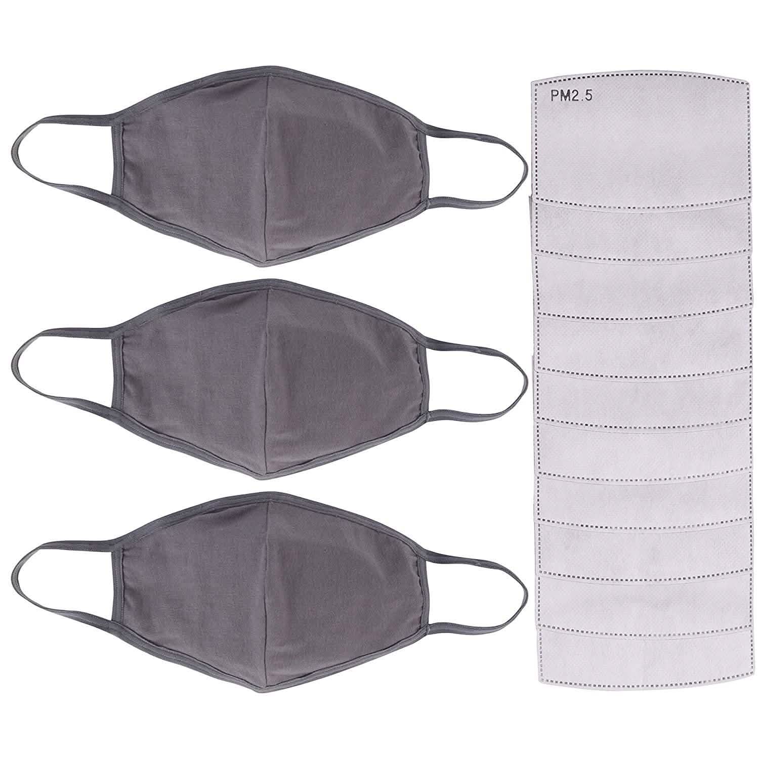 3-Pack: Cotton Reusable Face Masks with 10 Filters DailySale