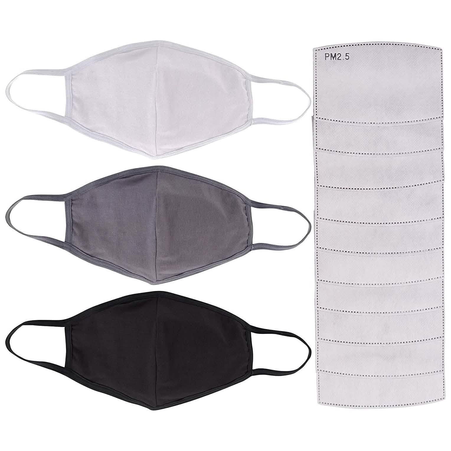 3-Pack: Cotton Reusable Face Masks with 10 Filters DailySale