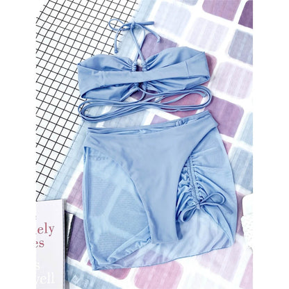 3-Pack: Criss Cross Halter Bikini Swimsuit & Beach Skirt DailySale