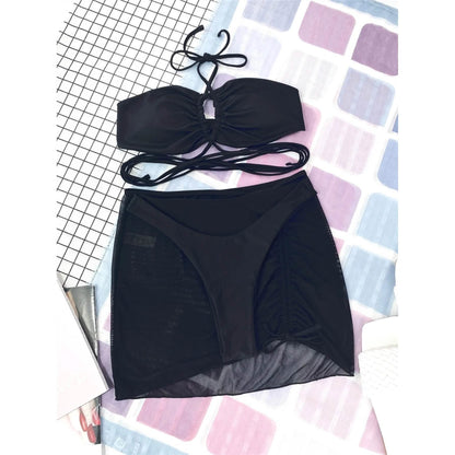 3-Pack: Criss Cross Halter Bikini Swimsuit & Beach Skirt DailySale