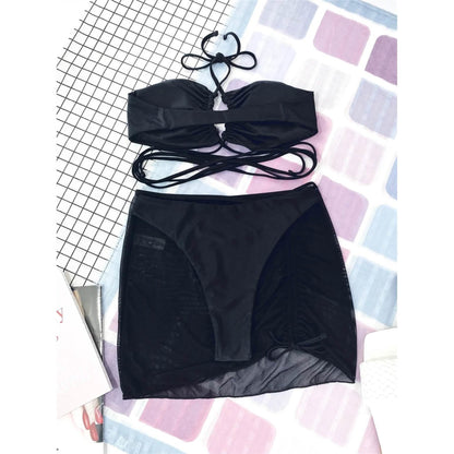 3-Pack: Criss Cross Halter Bikini Swimsuit & Beach Skirt DailySale