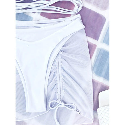 3-Pack: Criss Cross Halter Bikini Swimsuit & Beach Skirt DailySale