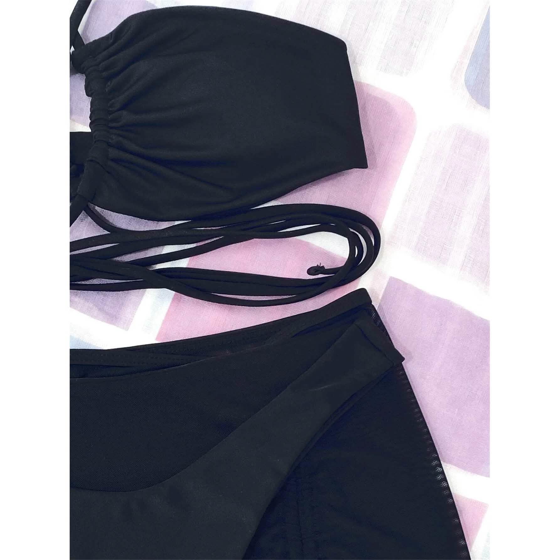 3-Pack: Criss Cross Halter Bikini Swimsuit & Beach Skirt DailySale