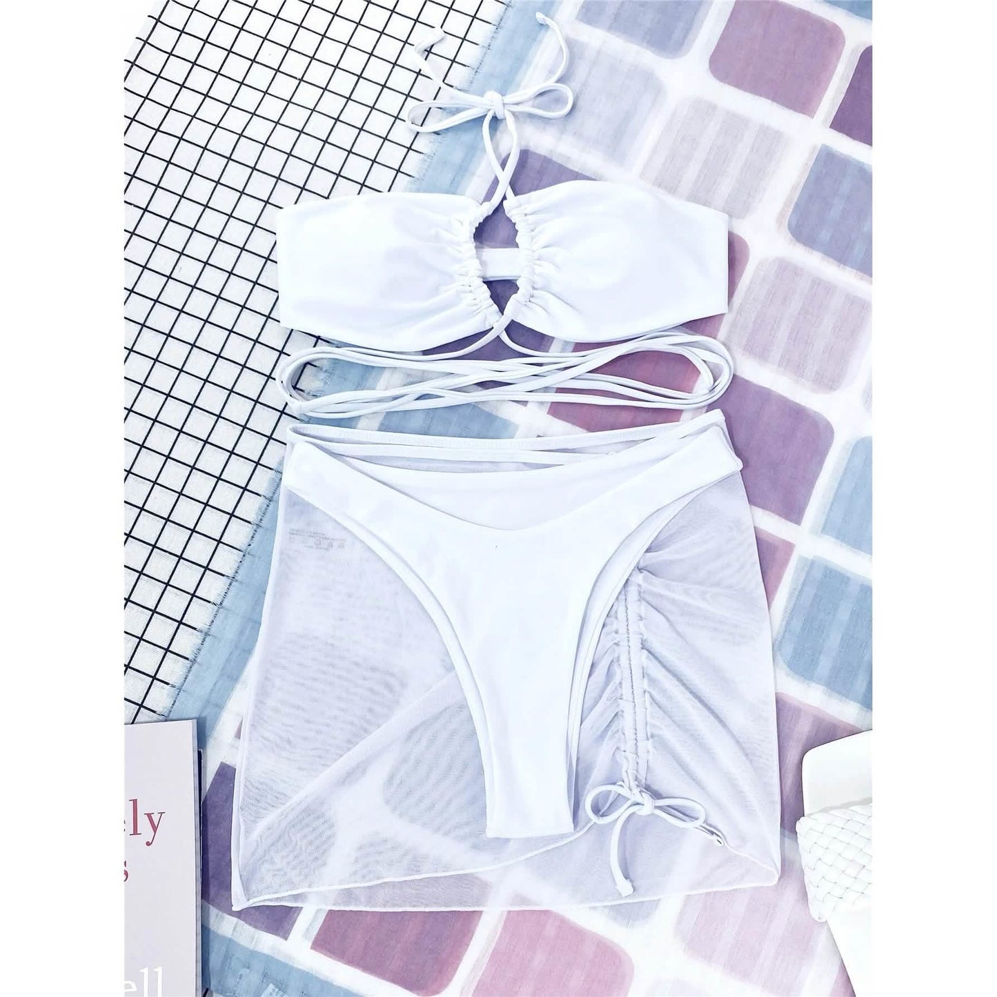 3-Pack: Criss Cross Halter Bikini Swimsuit & Beach Skirt DailySale