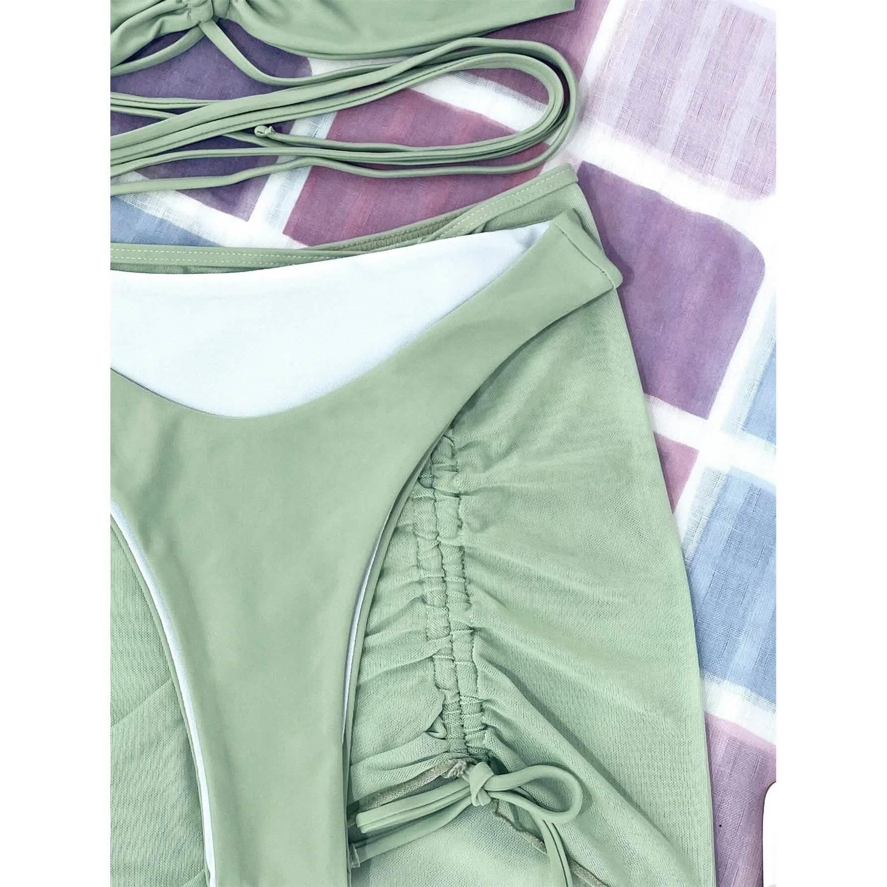 3-Pack: Criss Cross Halter Bikini Swimsuit & Beach Skirt DailySale