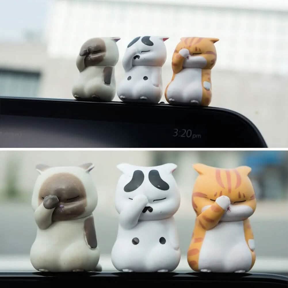 3-Pack: Cute Cat Figurines Miniature Cartoon Animal Decor DailySale