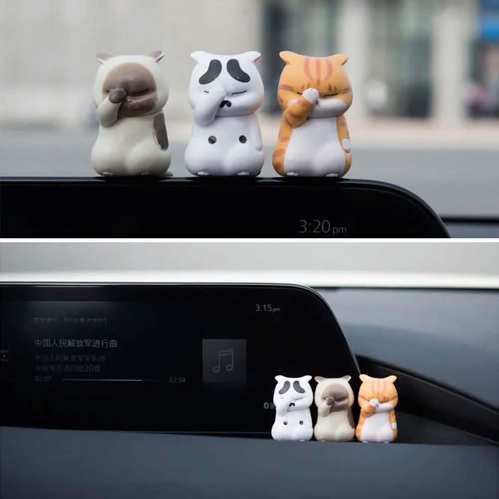 3-Pack: Cute Cat Figurines Miniature Cartoon Animal Decor DailySale