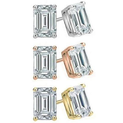 3-Pack Emerald Cut Crystal Stud Earrings Set by Elements of Love DailySale