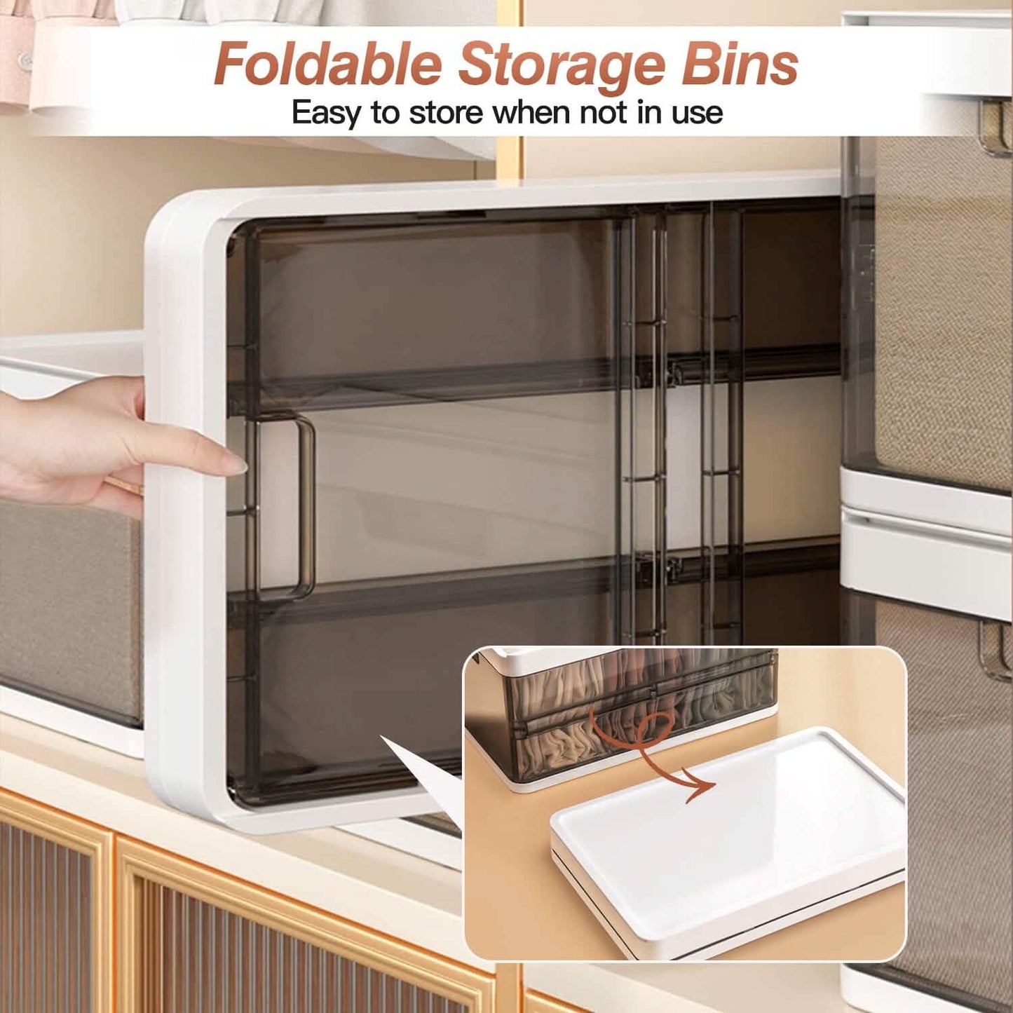 3-Pack: Foldable Storage Bin with Lid Stackable Plastic Closet Organizer DailySale
