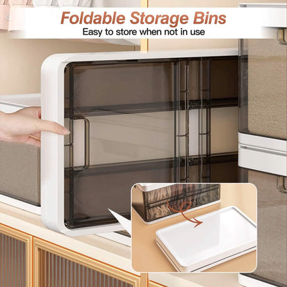 3-Pack: Foldable Storage Bin with Lid Stackable Plastic Closet Organizer DailySale
