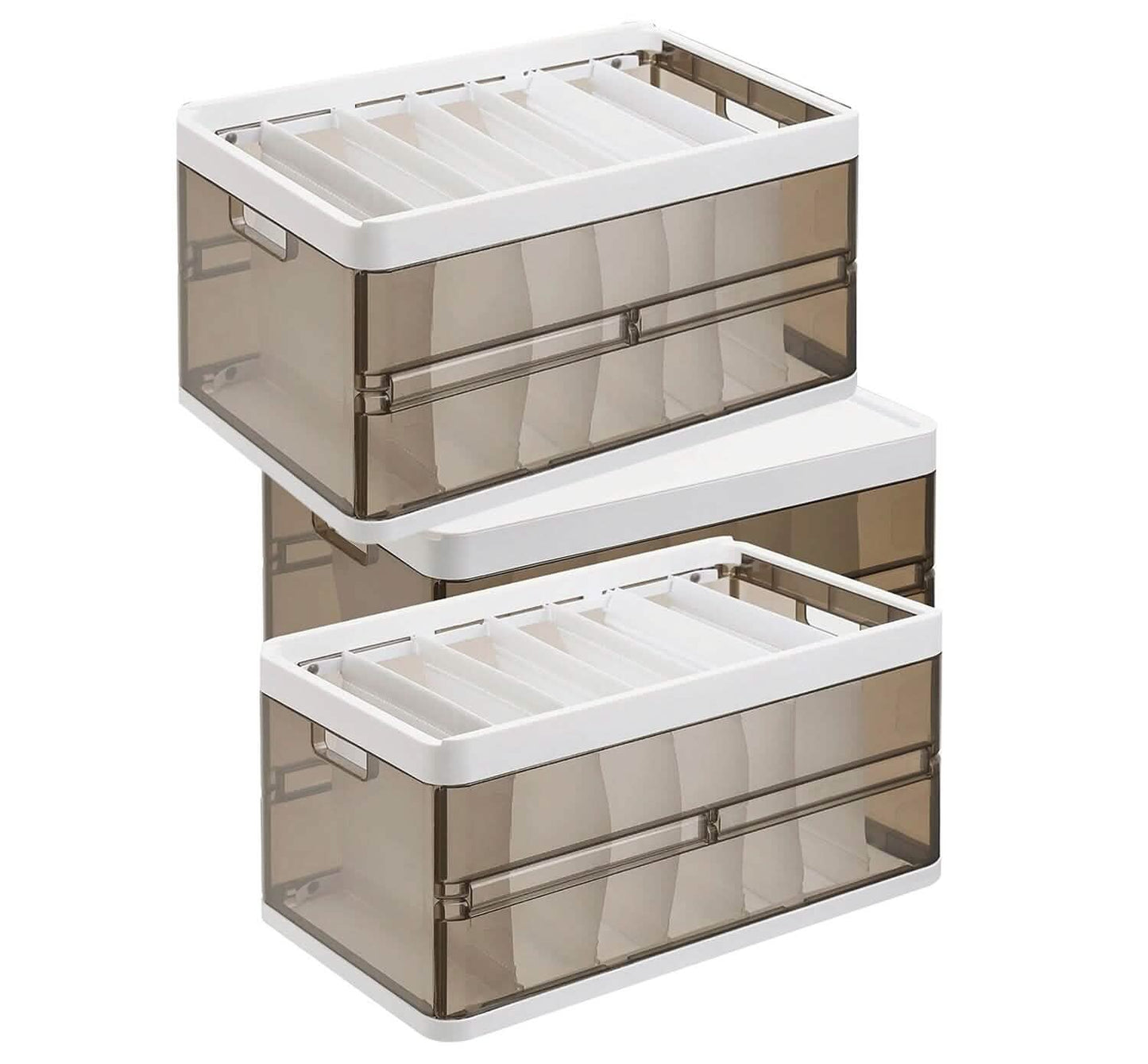 3-Pack: Foldable Storage Bin with Lid Stackable Plastic Closet Organizer DailySale