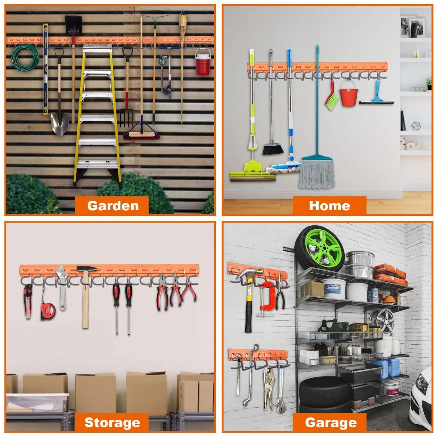 Garden Tool Organizer Wall Mounted Hanger Hooks Home Garage Set DailySale