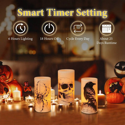 3-Pack: Halloween Battery Operated Flameless Candle Lamp with Timer Setting DailySale