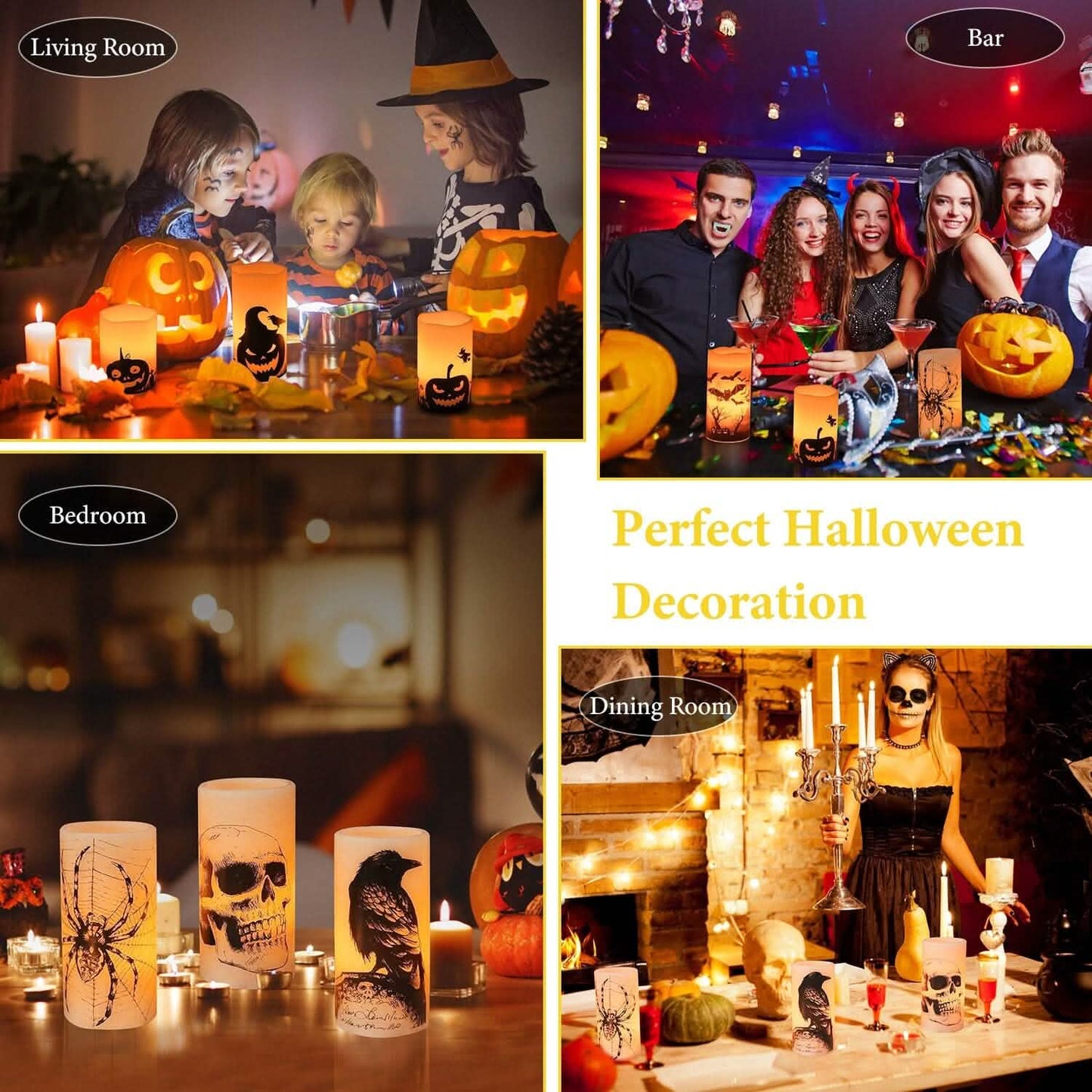 3-Pack: Halloween Battery Operated Flameless Candle Lamp with Timer Setting DailySale