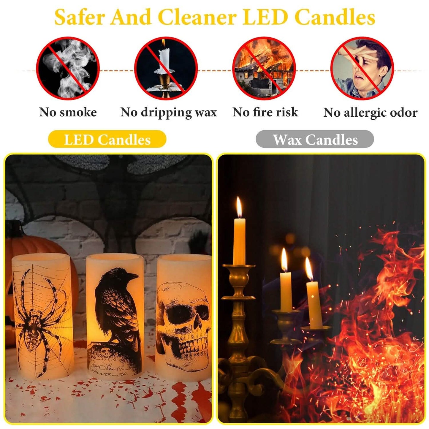 3-Pack: Halloween Battery Operated Flameless Candle Lamp with Timer Setting DailySale