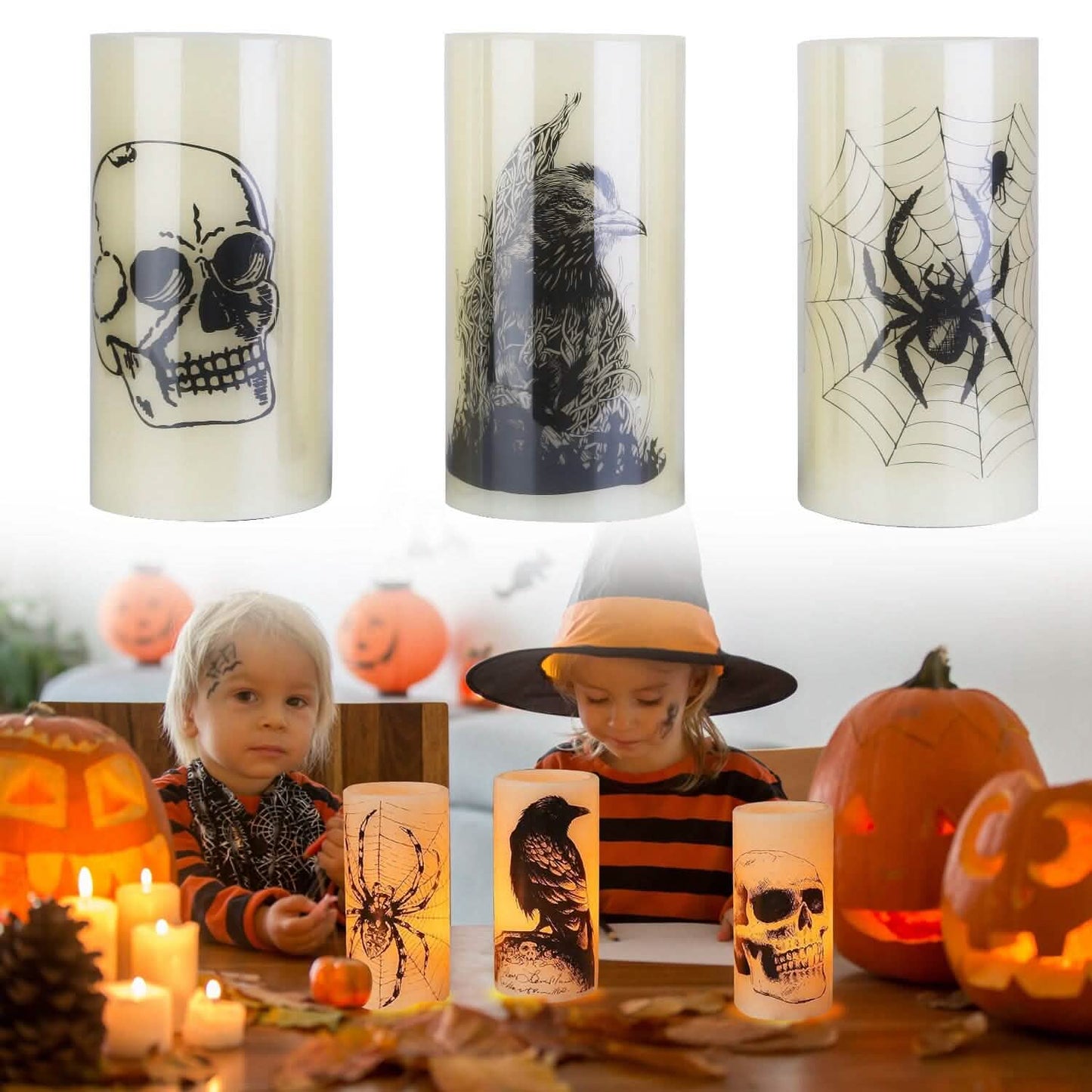 3-Pack: Halloween Battery Operated Flameless Candle Lamp with Timer Setting DailySale