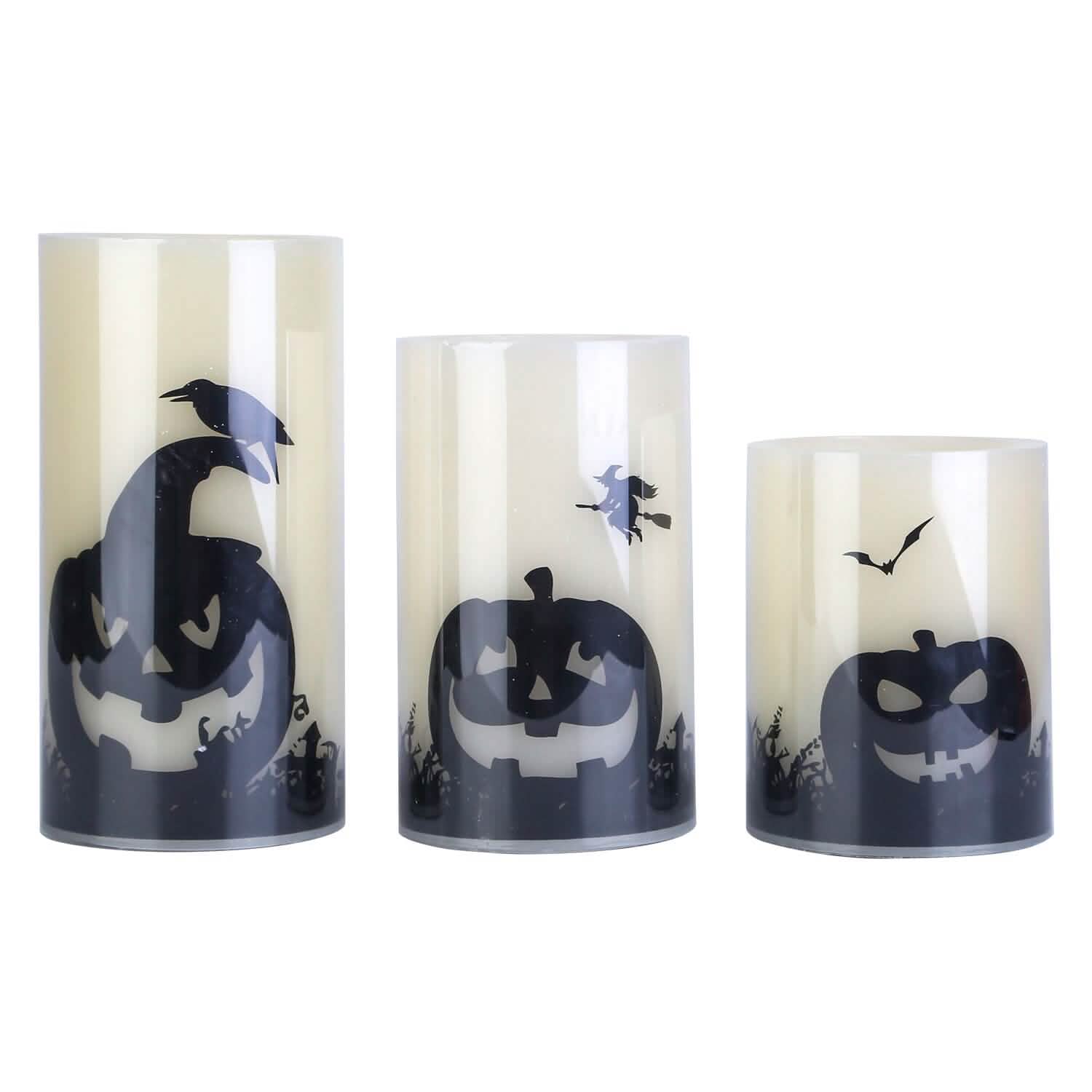 3-Pack: Halloween Battery Operated Flameless Candle Lamp with Timer Setting DailySale
