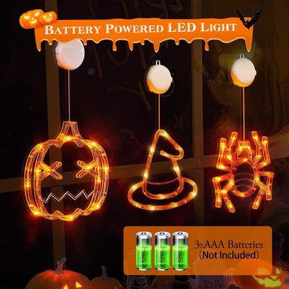 3-Pack: Halloween Window Light with Suction Cup Hanging Holes DailySale