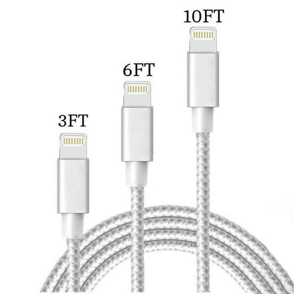 3-Pack: Heavy Duty Braided iPhone Lightning USB Cable - White DailySale