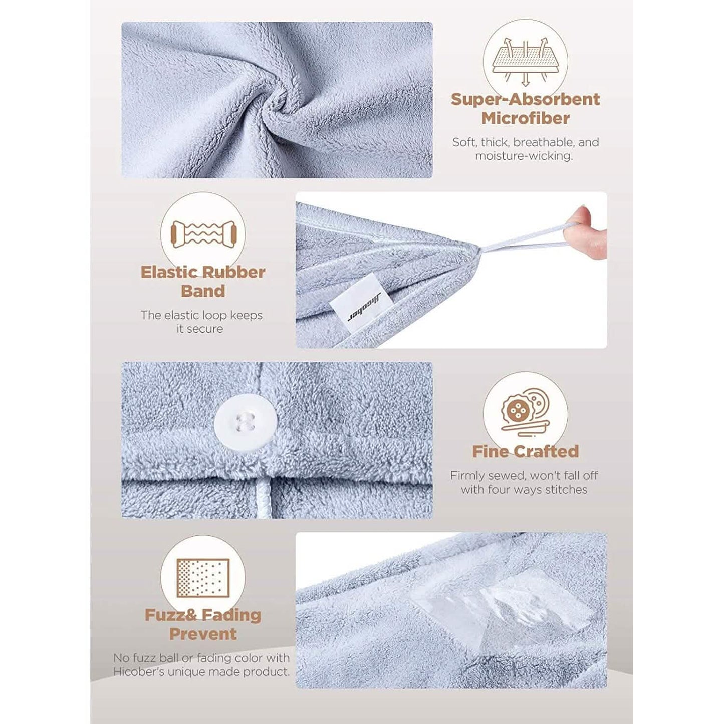 3-Pack: Hicober Microfiber Hair Towel DailySale