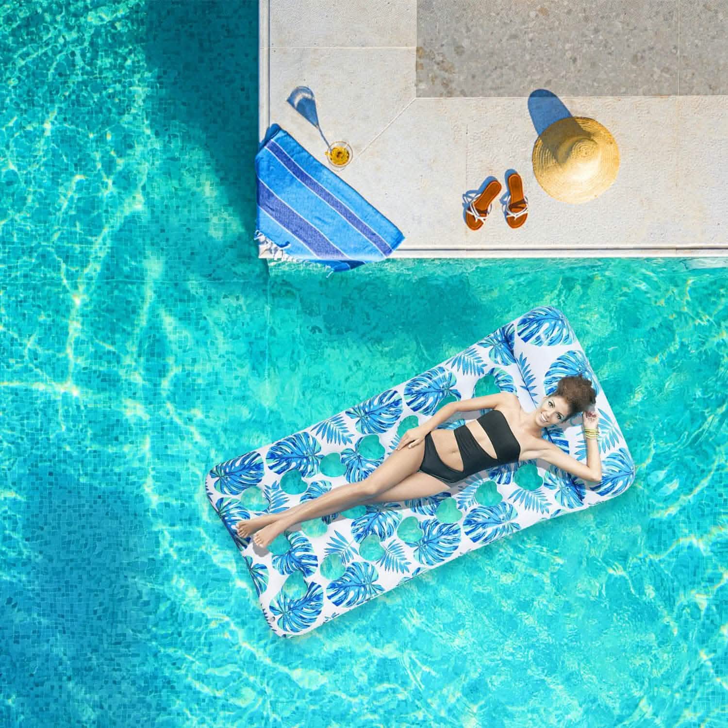 3-Pack: Inflatable Pool Float Raft Water Lounge 330lbs Load-Bearing Mattress with Headrest DailySale