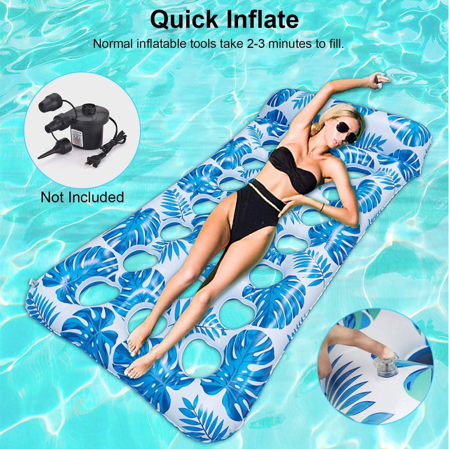 3-Pack: Inflatable Pool Float Raft Water Lounge 330lbs Load-Bearing Mattress with Headrest DailySale