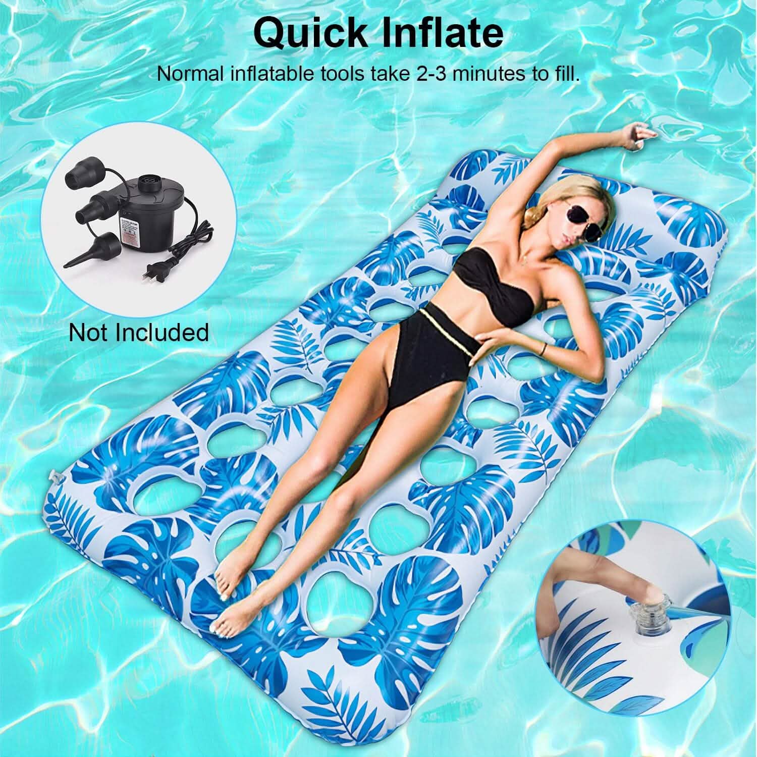 3-Pack: Inflatable Pool Float Raft Water Lounge 330lbs Load-Bearing Mattress with Headrest DailySale