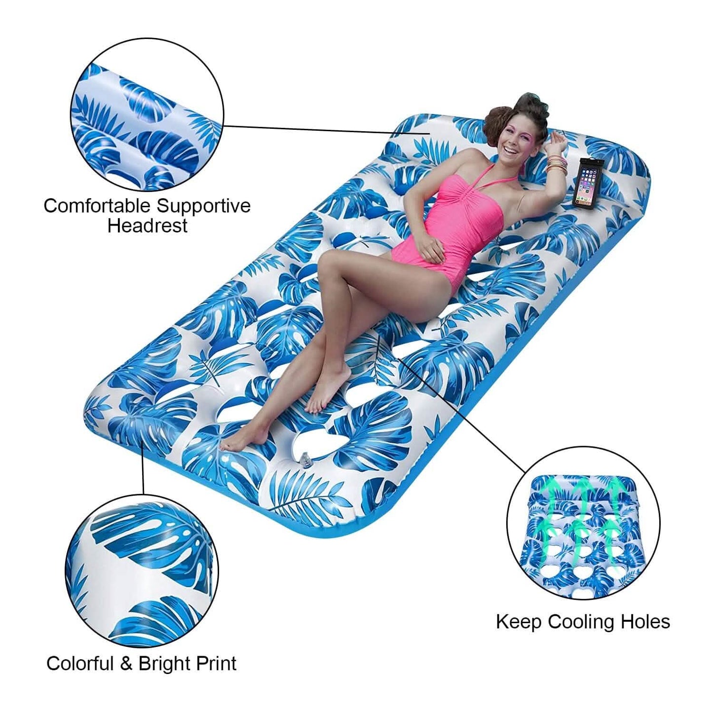 3-Pack: Inflatable Pool Float Raft Water Lounge 330lbs Load-Bearing Mattress with Headrest DailySale
