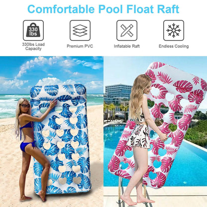 3-Pack: Inflatable Pool Float Raft Water Lounge 330lbs Load-Bearing Mattress with Headrest DailySale