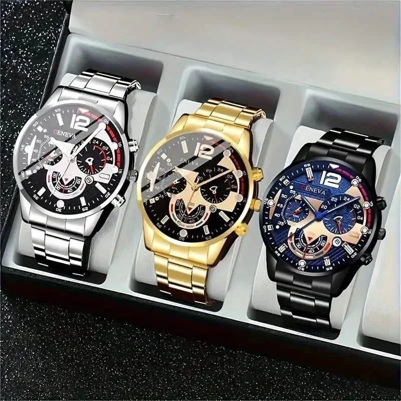 3-Pack: Luxury Men's Quartz Watch Set with Precision Time Scale DailySale