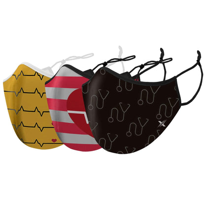 3-Pack: Medical Prints Nurse Inspired Double Layer Reusable Face Mask With Adjustable Loop DailySale
