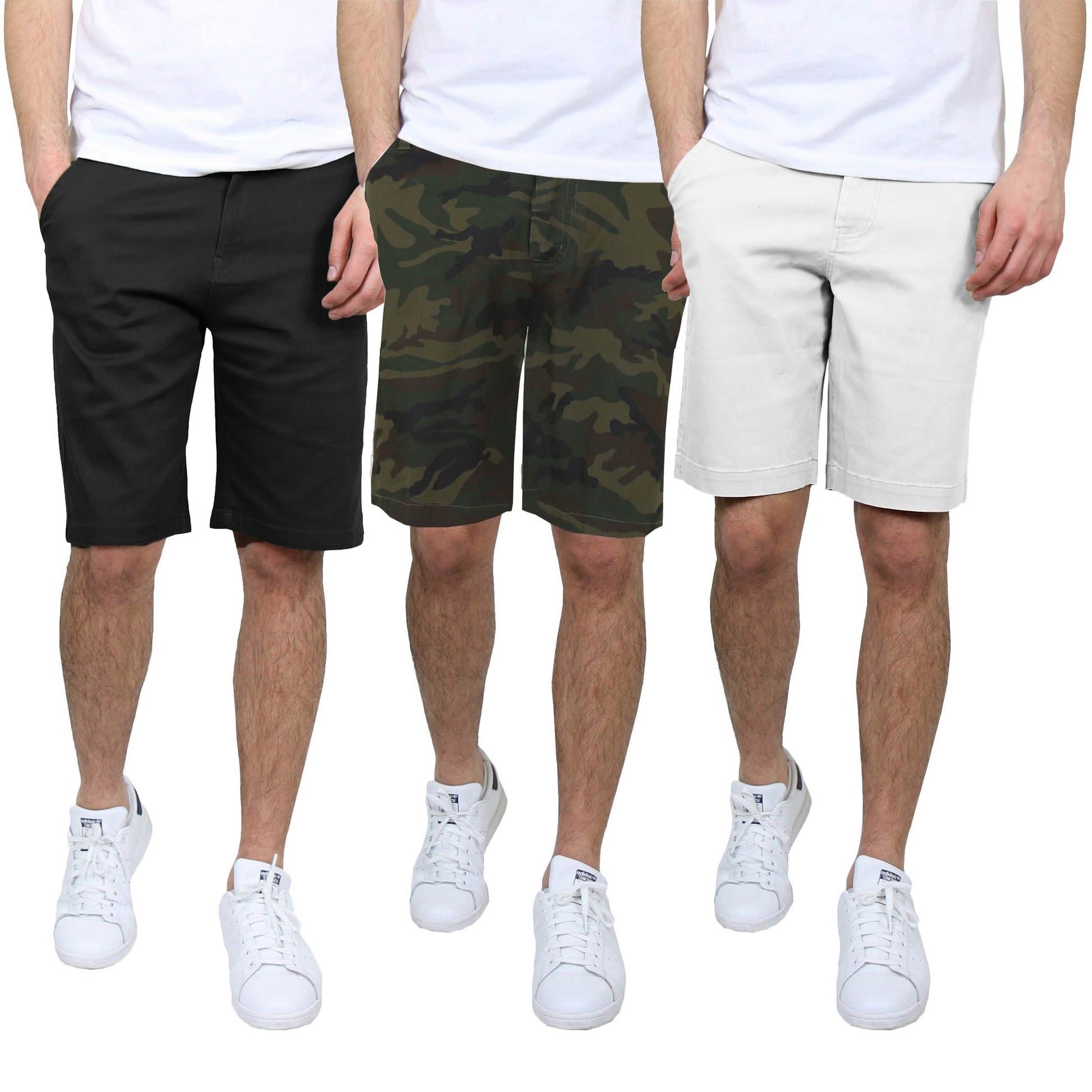 3-Pack: Men's 5-Pocket Flat-Front Slim-Fit Stretch Chino Shorts DailySale