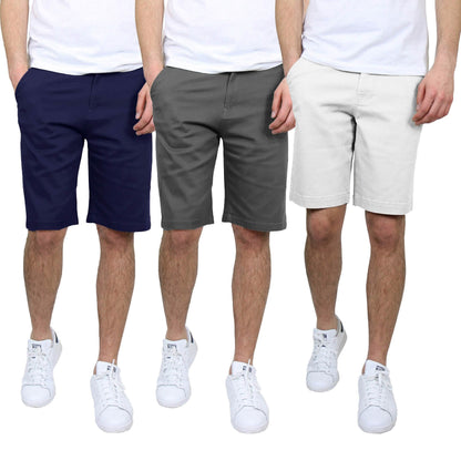 3-Pack: Men's 5-Pocket Flat-Front Slim-Fit Stretch Chino Shorts DailySale