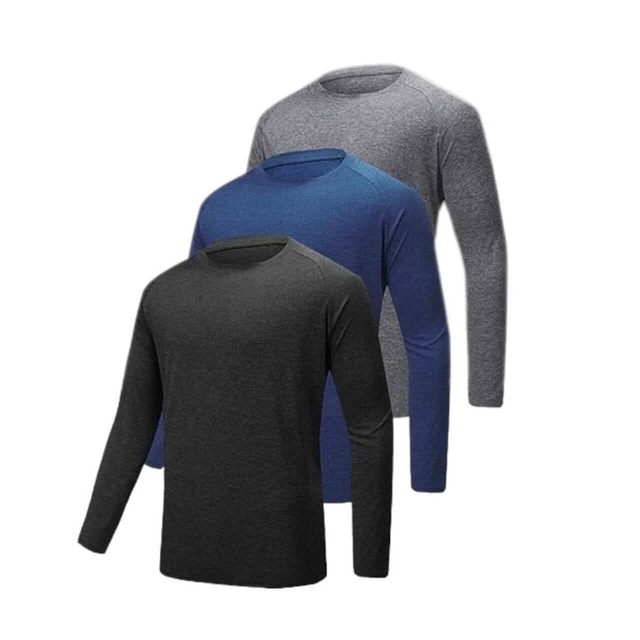 3-Pack: Men's Active Dry-Fit Long Sleeve Performance Shirt DailySale