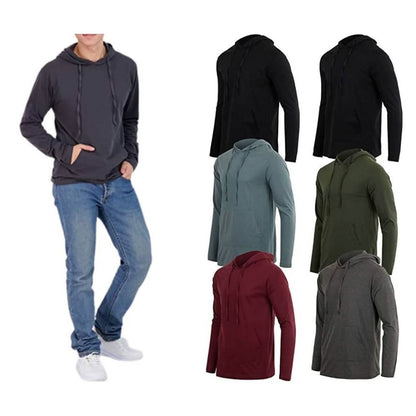 3-Pack: Men's Cotton Lightweight Pullover Hoodie with Kangaroo Pocket DailySale
