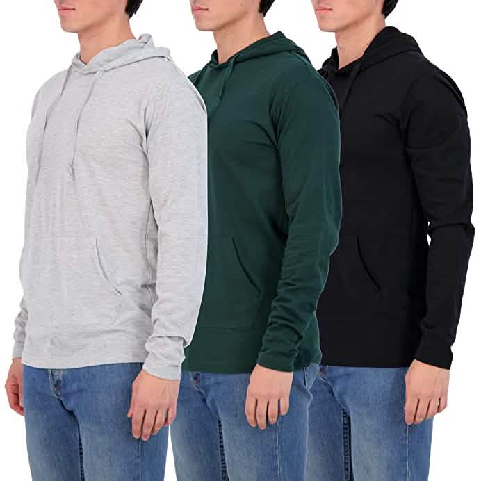 3-Pack: Men's Cotton Lightweight Pullover Hoodies With Pocket DailySale