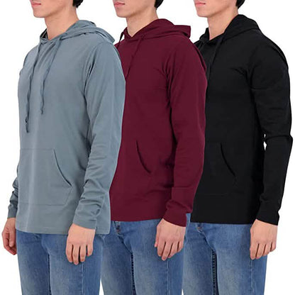 3-Pack: Men's Cotton Lightweight Pullover Hoodies With Pocket DailySale