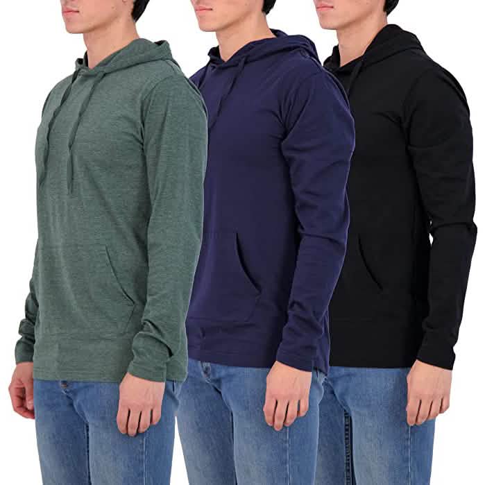 3-Pack: Men's Cotton Lightweight Pullover Hoodies With Pocket DailySale