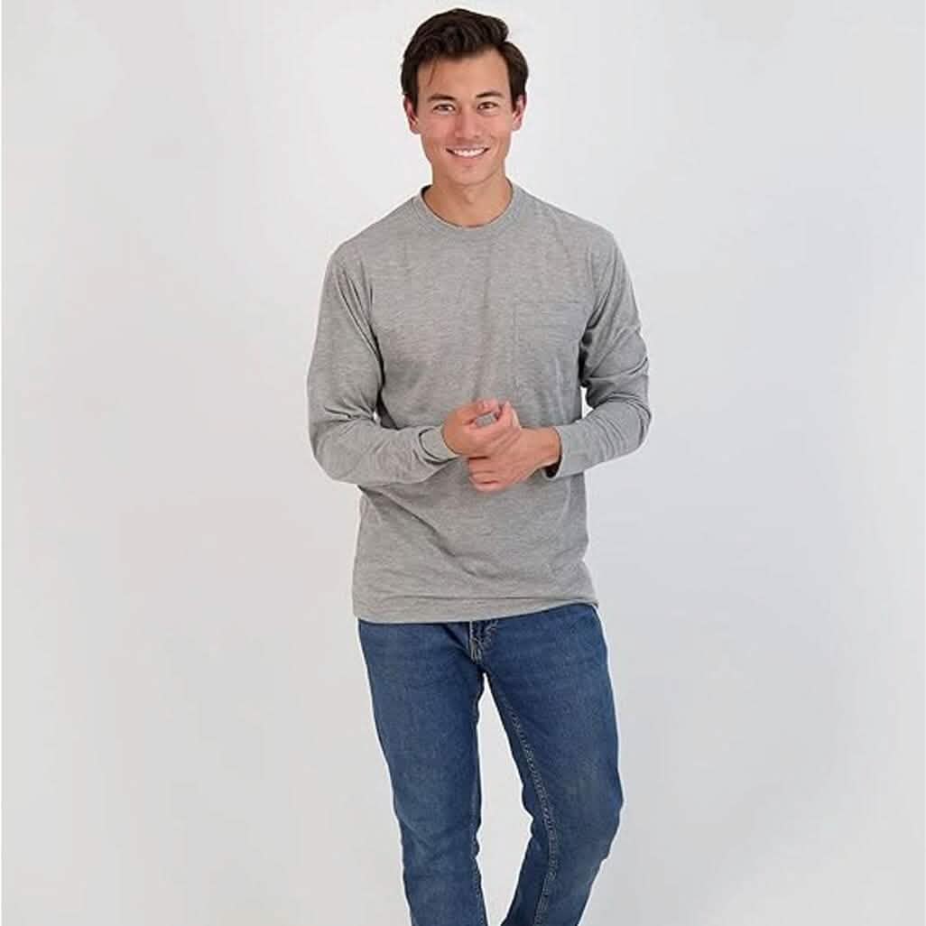 3-Pack: Men's Cotton Long Sleeve T-Shirt with Chest Pocket DailySale