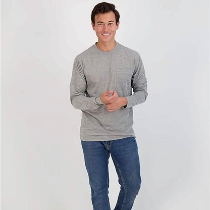 3-Pack: Men's Cotton Long Sleeve T-Shirt with Chest Pocket DailySale
