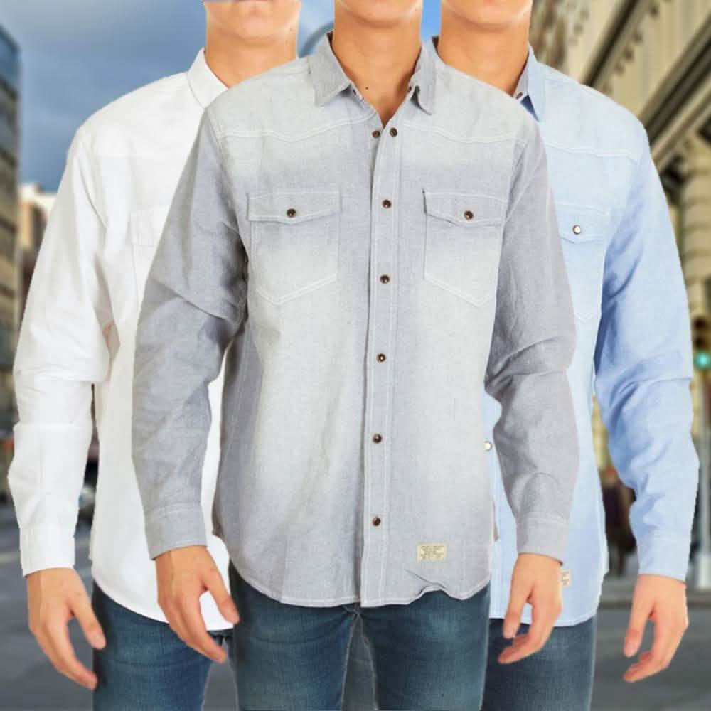 3-Pack: Men's Denim Button Front Shirts - Assorted Sizes DailySale