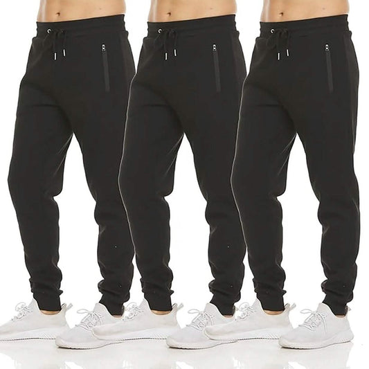 3-Pack: Men's Fleece Active Jogger Pants with Zipper Pockets DailySale
