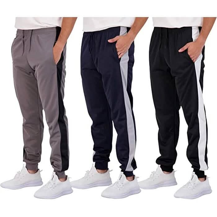 3-Pack: Men's Fleece Active Tricot Joggers with Pockets DailySale