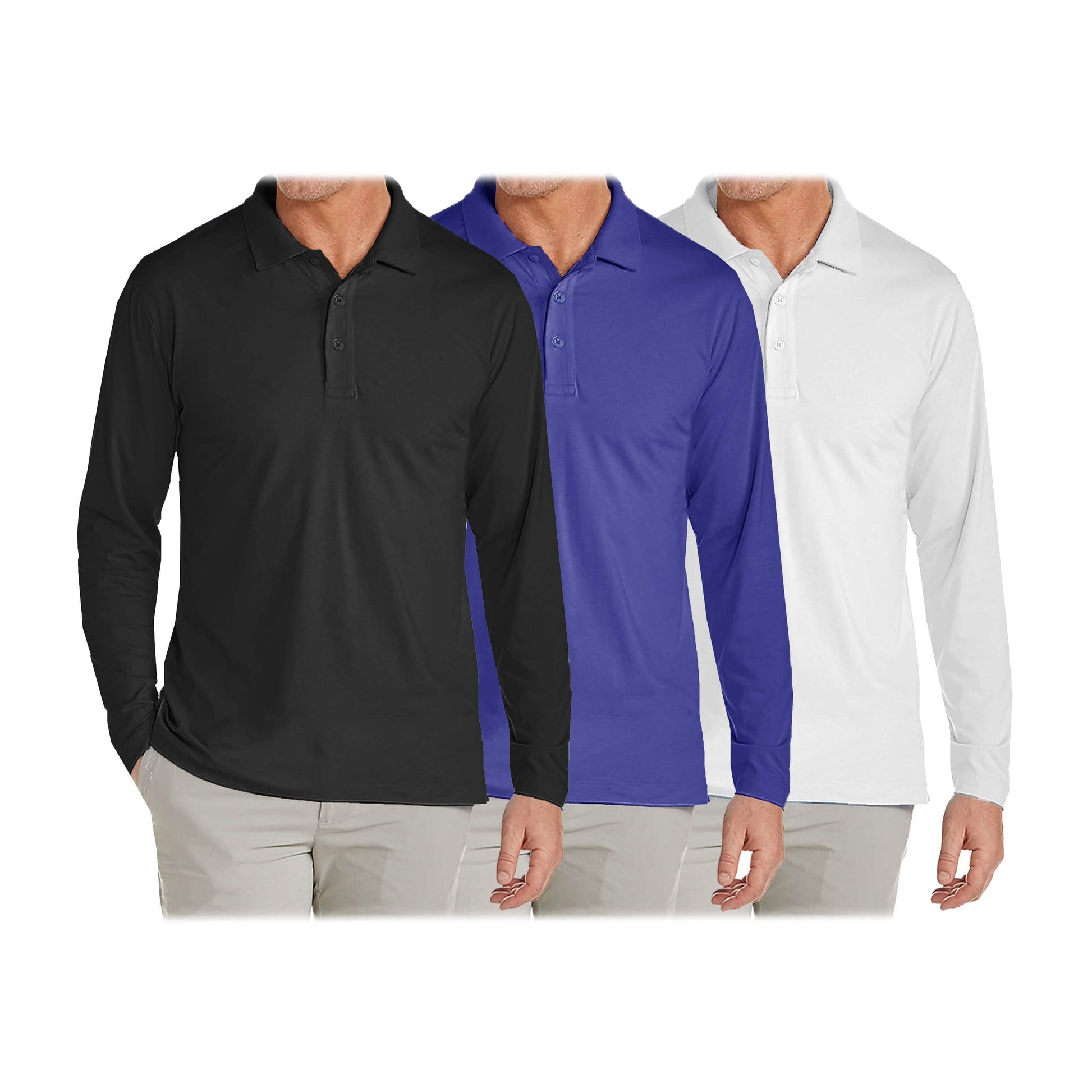 3-Pack: Men's Long Sleeve Pique Polo Shirts DailySale